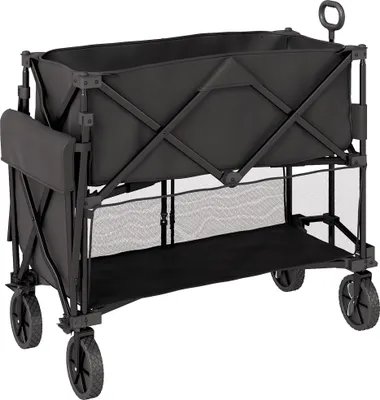 Produktbild von Gartenwagen 200 kg belast zweistufige Transportwagen mit herausnehmbare Plane Griff Rädern Lenkachse klappbar Bollerwagen Handwagen Gartenkarre Gerätewagen für Haus, Garten Schwarz |
