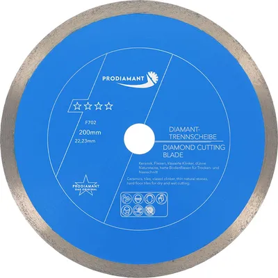 Immagine prodotto di PRODIAMANT Disco diamantato da taglio 200 mm Piastrella, gres porcellanato Premium Rondo F702