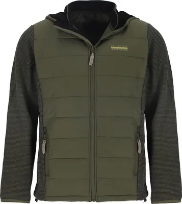 Produktbild von Baumfuchs Herren Hybridjacke Stepp und Fleece - Outdoor-Jacke mit Kapuze in Oliv Größe L