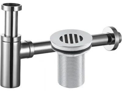 Productafbeelding van Sifon voor wastafel - messing - DN32 mm met onafsluitbare afvoer - chroom