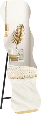 Produktbild von HOMCOM Ganzkörperspiegel 160x50 cm unregelmäßig gewellt rahmenlos mit Holzsockel