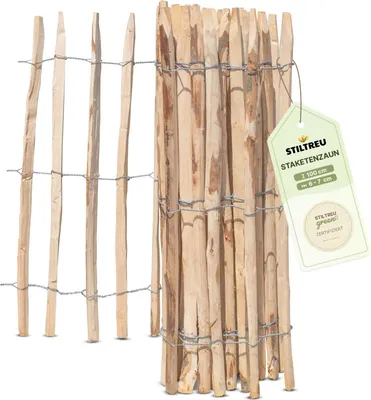 Produktbild von Französischer Premium Staketenzaun Kastanie - Länge 5 Meter, Höhe 100 cm, Lattenabstand 6-7 cm