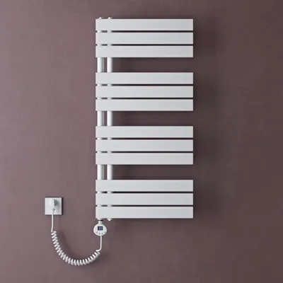 Image de doporro Radiateur de Salle de Bain Sèche-Serviette 104x50cm avec Résistance Chauffante Blanc 800W Radiateur à Eau Chaude Blanc Design FN