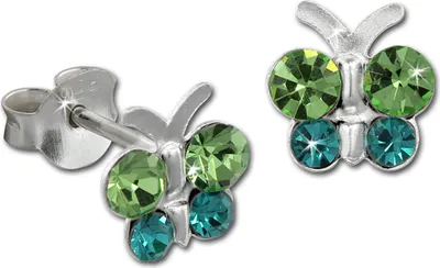 Produktbild von Teenie-Weenie Ohrstecker Kinder Silber grün Schmetterling Ohrringe SDO8014G