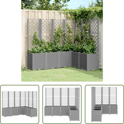 Produktbild von The Living Store Pflanzkübel mit Rankgitter Hellgrau 160x120x140 cm PP