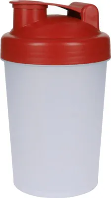 Produktbild von Shaker "Protein" 0,40 l - Fitness Shaker für Eiweiß- & Sportgetränke mit herausnehmbarem Sieb - Schüttelbecher für perfekte Vermischung - transluzent/standard-rot