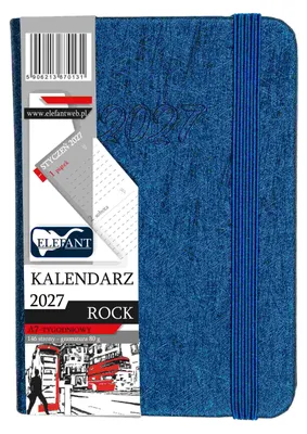 Zdjęcie produktu dla Kalendarz książkowy Rock 2027 A7 tygodniowy granatowy