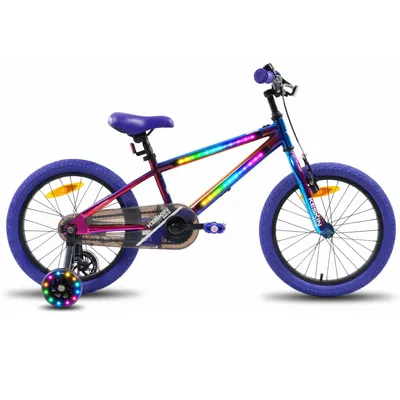 Produktbild von Keskin Bike 12 Zoll Kinderfahrrad mit LED-Rahmen, Leuchtendes Fahrerlebnis für Kinder, Stützräder, Klingel, für Mädchen & Jungen 3-5 Jahre