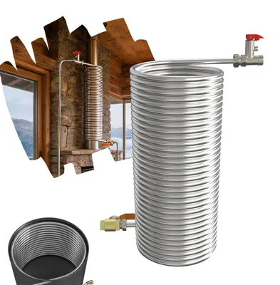 Obrázok produktu pre UISEBRT, spirála do komína, nerezová oceľ, vnútorný priemer 12,5 cm, výška 40 cm, výmenník tepla do komína, pre krb alebo pec, na prípravu teplej vody, využíva teplo výfukových plynov