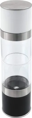 Produktbild von Fackelmann Salz-/Pfeffermühle DUO, Gewürzmühle mit Keramikmahlwerk, Gewürzstreuer zum Mahlen aller Gewürz (Farbe: Silber/Transparent/Schwarz/Weiß)