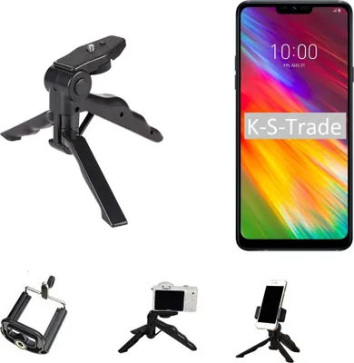 Produktbild von K-S-Trade Stativ Tisch-Ständer Dreibein Handy-Stativ Ständer kompatibel mit LG Electronics G7 Fit Mini-Stativ Smartphone Tripod Handy-Stativ aus