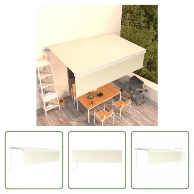 Produktbild von The Living Store Markise Automatisch Einziehbar mit Volant 5x3 m Creme