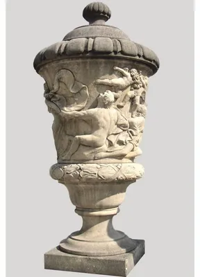 Immagine prodotto di Casa Padrino vaso barocco in pietra con coperchio grigio antico h. 160 cm -  Italy