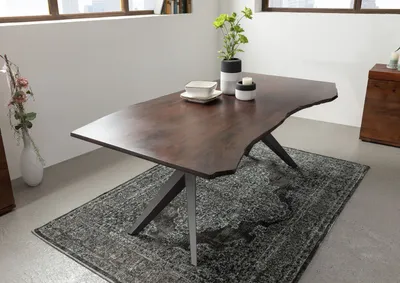 Produktbild von MASSIVMOEBEL24 Baumtisch Akazie 160x90x76 braun lackiert Beine anthrazit matt FREEFORM 4 #25