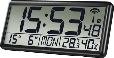 Image de Hama Horloge murale radiocommandée Jumbo 00186352 digitale noire