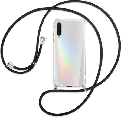 Produktbild von Handykette Backcover-Schutzhülle mit Band (Metall silberfarben) für Xiaomi Mi A3 / Mi CC9e - schwarz