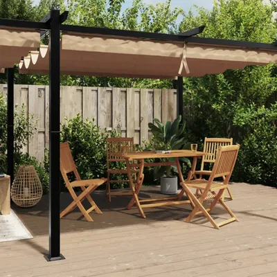 Produktbild von 2024 Gartenpavillon mit Ausziehbarem Dach Taupe 3x6 m Aluminium Pavillons & Partyzelte 5311984