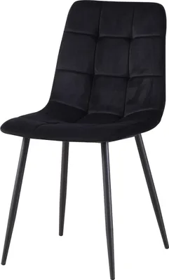 Produktbild von Stuhl Mesa Samt Schwarz Modern mit Ziernähten, belastbar bis 120 kg, 44,5x53x86,5 cm