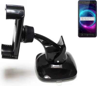 Produktbild von K-S-Trade kompakte Handy-Halterung Windschutzscheibe kompatibel mit BQ Mobile BQ-5046L Choice LTE Armaturenbrett schwarz Autohalterung KFZ Halter