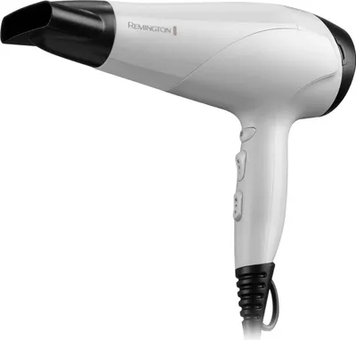 A white and black Remington hairdryer is shown against a white background.