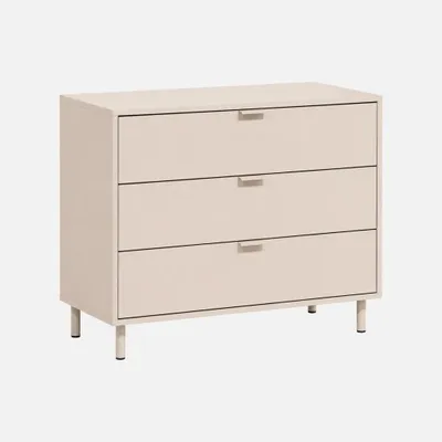 Produktbild von sweeek - Kommode 3 Schubladen Holzdekor und Metall - Beige