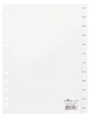 Produktbild von DURABLE Register A4 12-tlg. Jan.-Dez, 611402 weiß