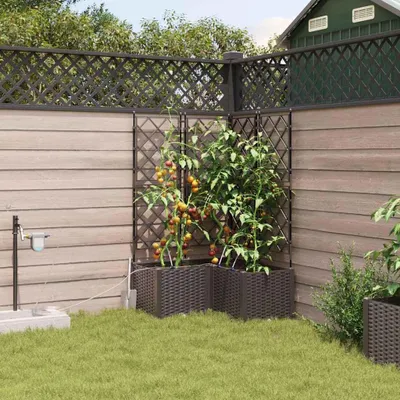 Zdjęcie produktu dla Maison Exclusive – donice ogrodowe, 3 szt., brązowe, 80 x 80 x 142 cm, PP