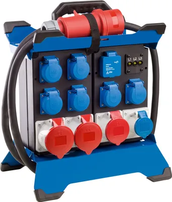 Produktbild von as-Schwabe Tragbarer Stromverteiler CEE 400V 32A auf 6x Schuko & 4x CEE IP44