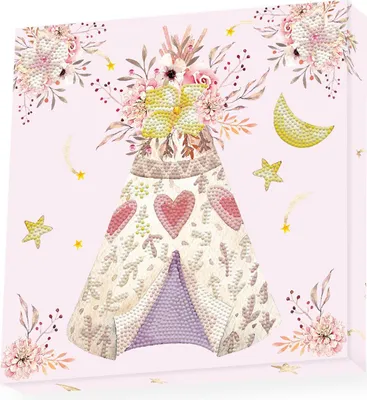 Zdjęcie produktu dla Diamond Dotz Dreamy Tee Pee, Wielobarwny, 1829 szt., 280 mm, 280 mm, Drobne części. Zagrożenie udławieniem się., Zabawka nieodpowiednia dla dzieci poniżej 36...., Pudełko