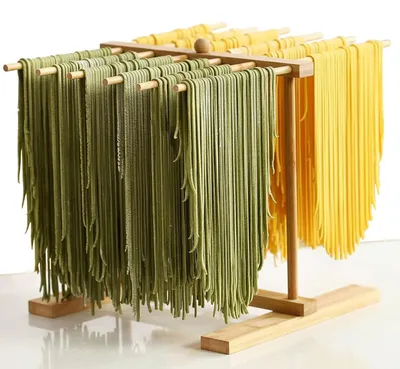 Produktbild von Klappbarer Holz-Pastaständer mit 12 Stangen zum Trocknen von Pasta
