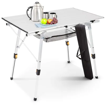 Produktbild von AREBOS Campingtisch faltbar 120x70 cm | Höhenverstellbar 58–78 cm, Silber