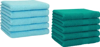 Produktbild von Betz 10 Stück Gästetücher 30x50 cm PREMIUM 100% Baumwolle Set Farbe: türkis und smaragdgrün