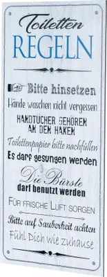 Produktbild von Wandbild 20x40cm Toilettenregeln Bad Spruch Deko Wandschild Bild Wanddeko