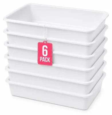 Imagen del producto de Bandeja Plástico Rectangular Blanca 480×330×80 mm Pack 6 - COM-FORT HOUSE