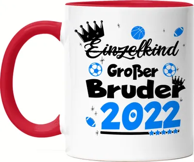 Produktbild von Einzelkind Wird Großer Bruder 2022 Tasse Rot Ankündigung Schwangerschaft Bruder Fußball Babynews
