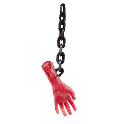 Image de Voodoo Halloween Horreur Main Sanglante Chaîne Décoration Effrayante Pour les Fêtes Accessoire Doigt Effrayant Décor Article Décoratif, Couleur : Rouge