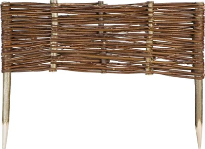 Produktbild von Weide Beeteinfassung in 16 Größen Weidenzaun Rasenkante Beetbegrenzung Steckzaun imprägniert mit Buchepflöcken für leichtes Einsetzen Palisade  Länge: 60 cm Höhe: 20 cm