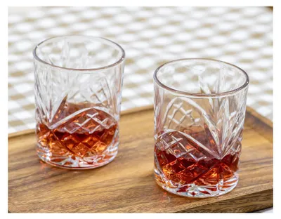 Produktbild von ECHTWERK Whisky Gläser Set 4-teilig, 330 ml - Rum Gläser, Tumbler in Schliffoptik mit Reliefstruktur, bleifrei, spülmaschinenfest