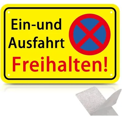 Produktbild von Schild Einfahrt Ausfahrt Freihalten Aluminium 30x20 cm Gelb