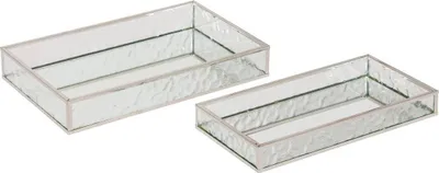 Produktbild von Atmosphera createur d'interieur - 2 tabletts mit spiegeleffekt "ania" silber 28x17x4cm