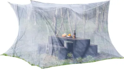Produktbild von Fliegengitter XXL Kastenform Moskitonetz engmaschig (220 Mesh) für Innen und Außen Malaria-Schutz Insektenschutznetz Doppelbett 300x300x250 cm weiß