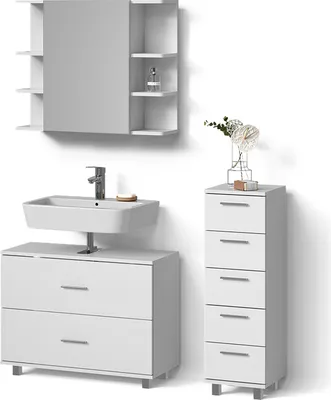 Produktbild von Badmöbel-Set Livinity Eisak Weiß 3 Teile, mit Unterschrank 80 cm, Model 52580