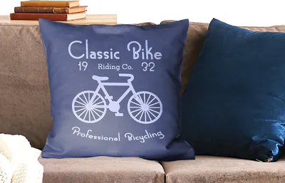 Produktbild von MuchoWow® Zierkissen Sofakissen Wohnzimmer Dekokissen 60x60 cm Jahrgang - Fahrrad - Text - Sitzfläche - Foto Polster