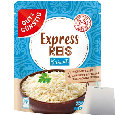 Produktbild von Gut & Günstig Express Reis Basmati (250g Packung) + usy Block