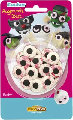 Produktbild von DECOCINO Essbare gruselige Zuckeraugen mit Blut 25g