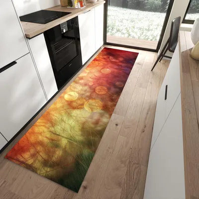 Produktbild von Küchenteppich 80x280cm rutschfest & abwischbar PVC Läufer - Abstrakte Kreise