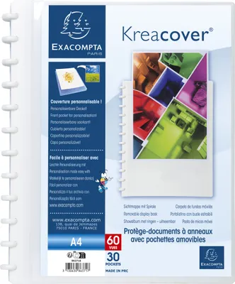 Produktbild von Exacompta 4x Sichtmappe aus PP 800µ, 60 herausnehmbare Hüllen, A4, Weiß, 86371E