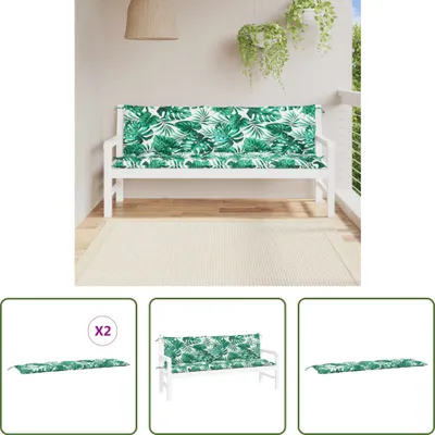 Produktbild von The Living Store Gartenbank-Auflagen 2 Stk. Blattmuster 180x50x7cm Oxford-Gewebe