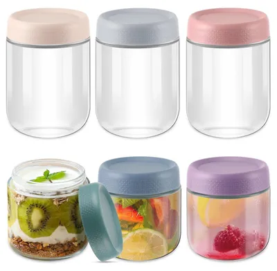 Produktbild von Omgoods – Set aus 6 Glasbehältern mit Deckel für Haferflocken und Joghurt