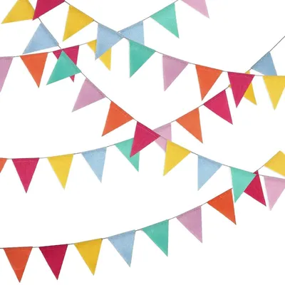 Image de Guirlande de fanions pour l'extérieur, résistante aux intempéries, lot de 5, tissu, multicolore, 20 mètres